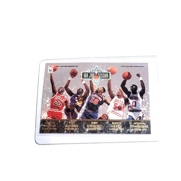 1992-93 Fleer Ultra NBA Jam Session Michael Jordan, Pippen, Malone, Parish - Picture 1 of 2